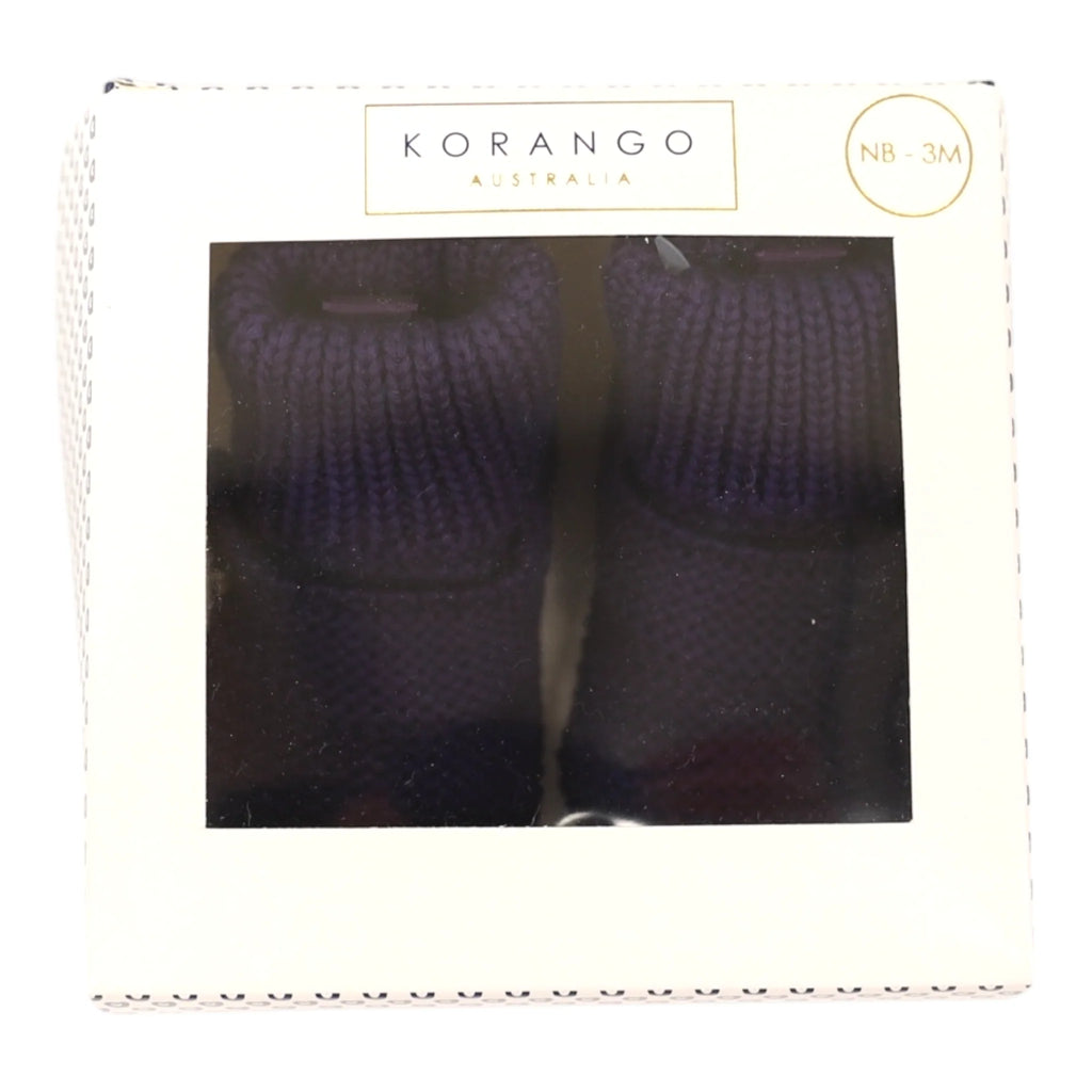 Korango Cotton Knit Button Bootie with Gift Box - Navy