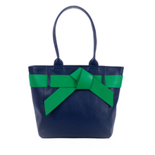Load image into Gallery viewer, Chloe Handbag- Navy with Green Bow
