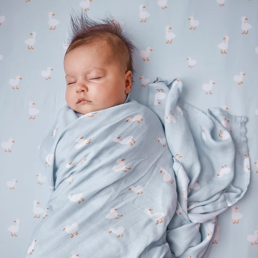 Blue Ducks Muslin Wrap Swaddle