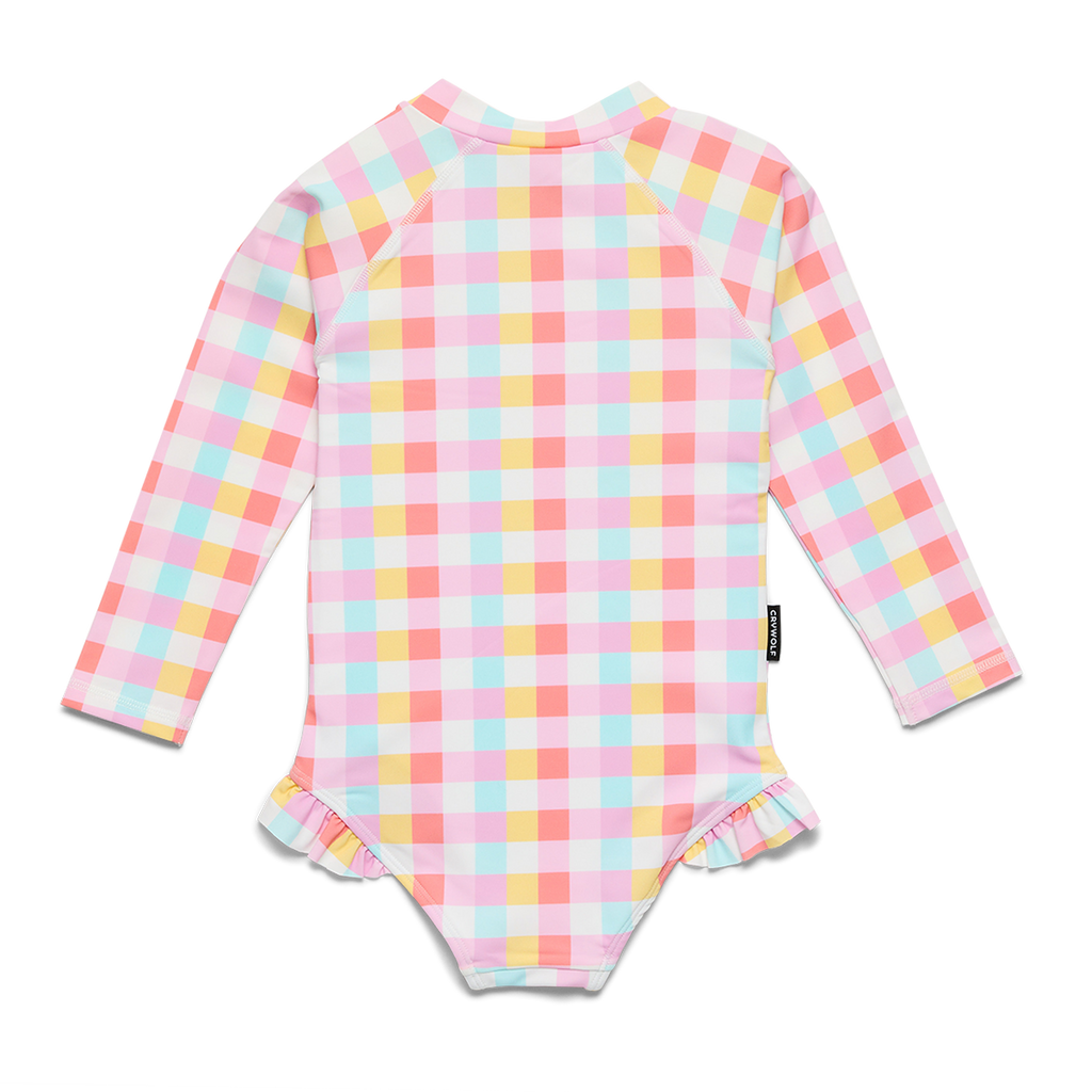 Crywolf Long Sleeve Swimsuit Pop Gingham - back
