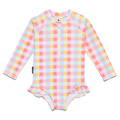 Crywolf Long Sleeve Swimsuit Pop Gingham - front