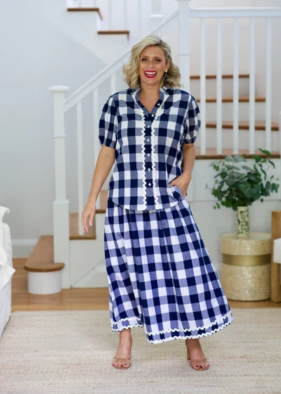 Liv & Milly Chloe Shirt- Navy & White Gingham