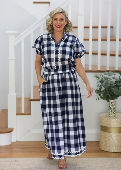 Liv & Milly Chloe Shirt- Navy & White Gingham