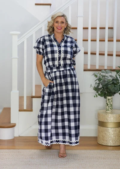 Liv & Milly Chloe Shirt- Navy & White Gingham