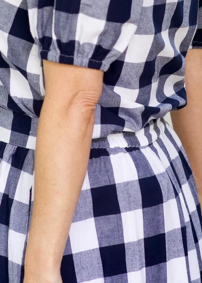 Liv & Milly Emma Skirt- Navy & White Gingham