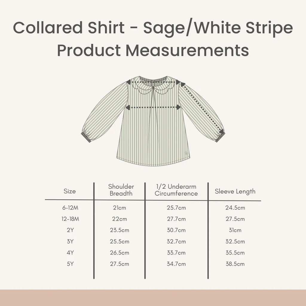 Prudie & Primmie Collared Shirt - Sage & Milk Stripe