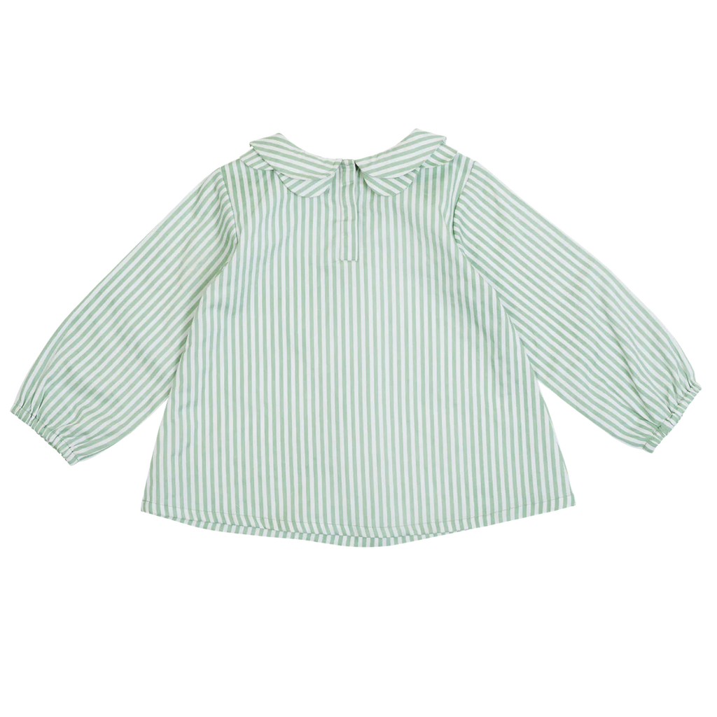 Prudie & Primmie Collared Shirt - Sage & Milk Stripe