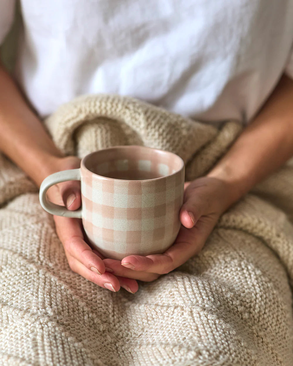 Soft Terracotta Check Mug | Cats Pyjamas