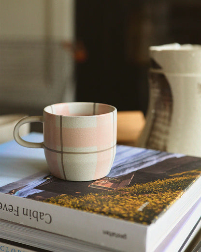 Blush & Grey Check Mug | Cats Pyjamas