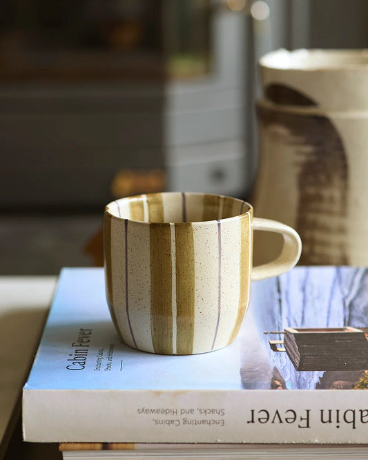 Olive Stripe Check Mug | Cats Pyjamas