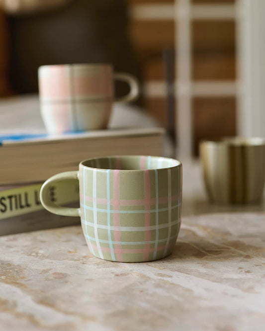 Sage & Blush Check Mug | Cats Pyjamas