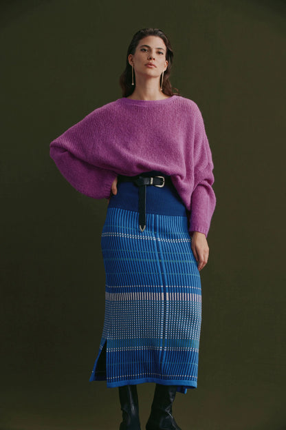 Elk Cila Organic Knit Skirt | Blue Multi
