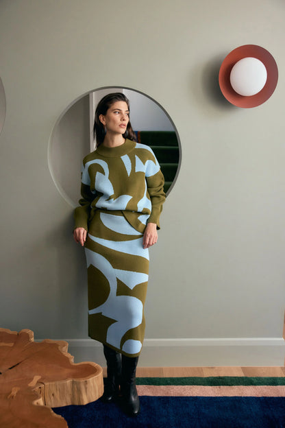 Elk Leben Skirt | Washer Blue Artichoke