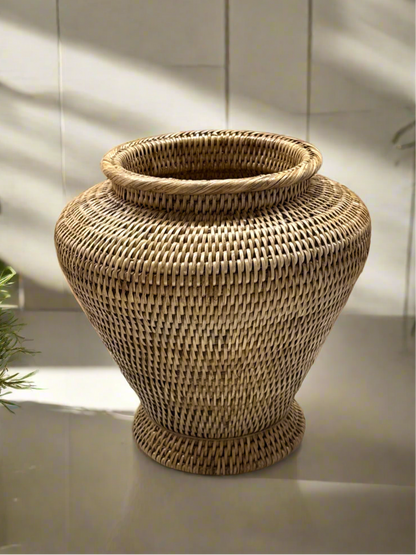 Natural Rattan Flower Urn | Small