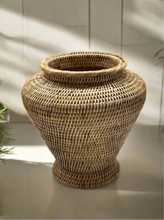 Natural Rattan Flower Urn | Small
