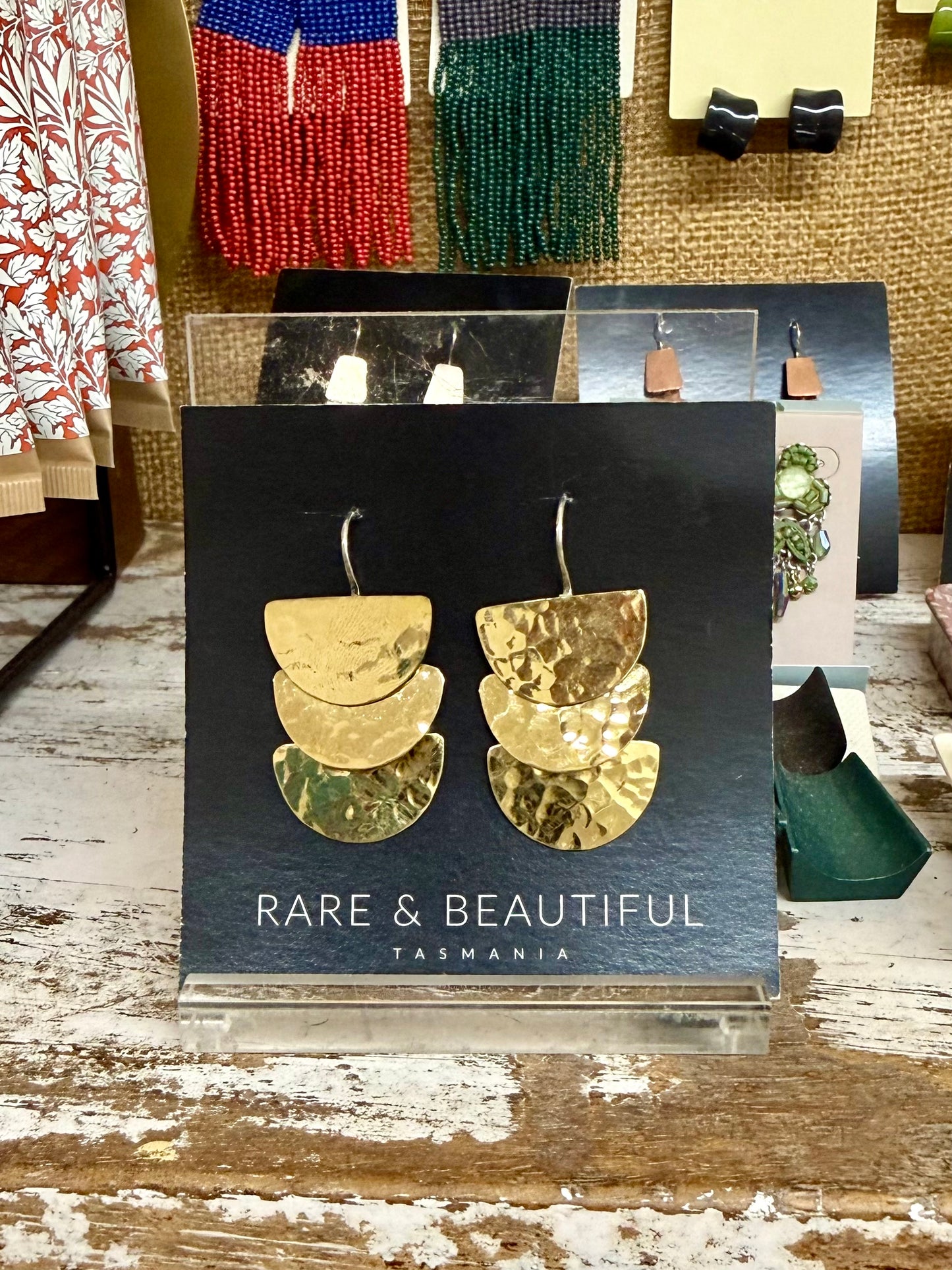 Three Moon Earrings - Brass