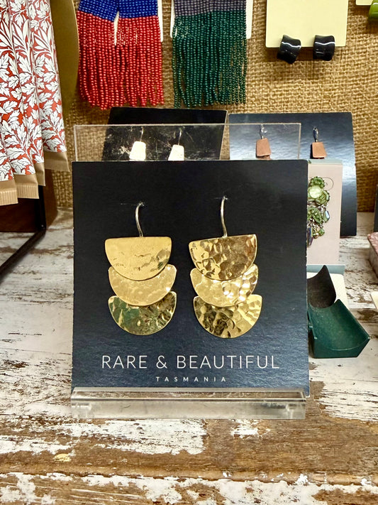Three Moon Earrings - Brass