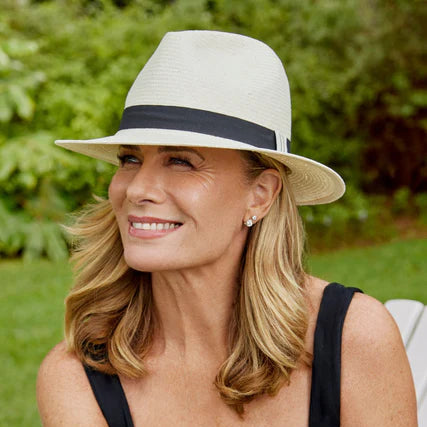 Clarence Glazed Straw Fedora - Ivory