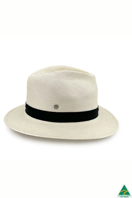Clarence Glazed Straw Fedora - Ivory