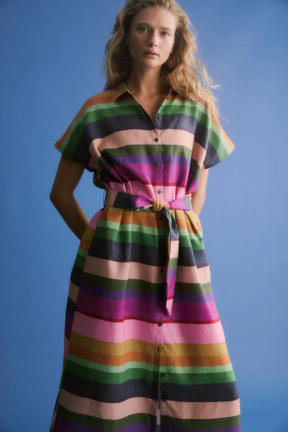 ELK Tilko Linen Shirt Dress - Lysbro Print