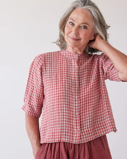 Eva's Sunday Loretta Reversible Top - Burnt Sienna Gingham