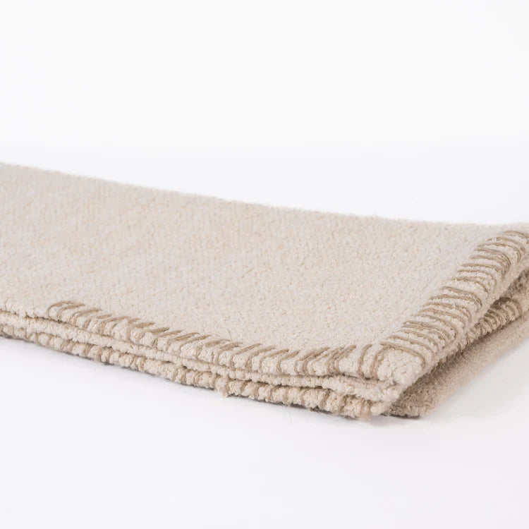 Zayra Bathmat - Ivory with Natural Hand Stitch