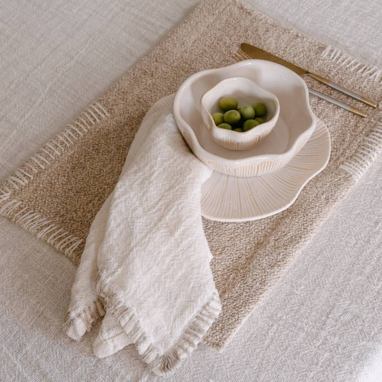 Zayra Placemat - Natural with Ivory Hand Stitch