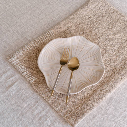 Zayra Placemat - Natural with Ivory Hand Stitch