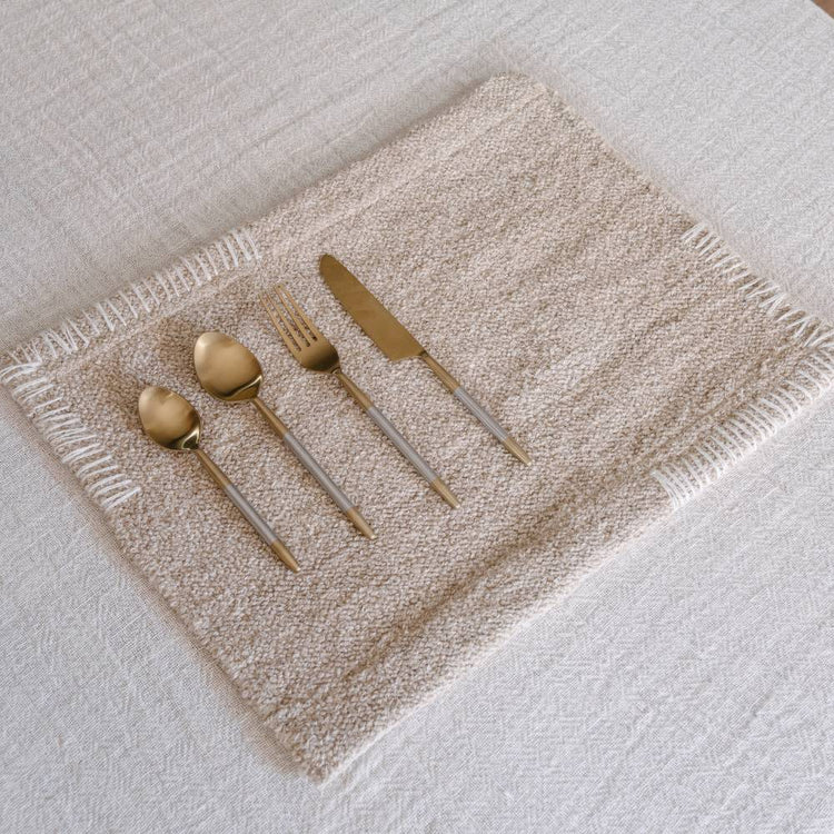 Zayra Placemat - Natural with Ivory Hand Stitch