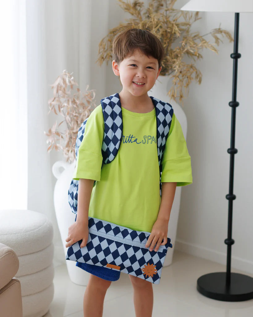 Fox & Fallow Navy Diamonds Pencil Case