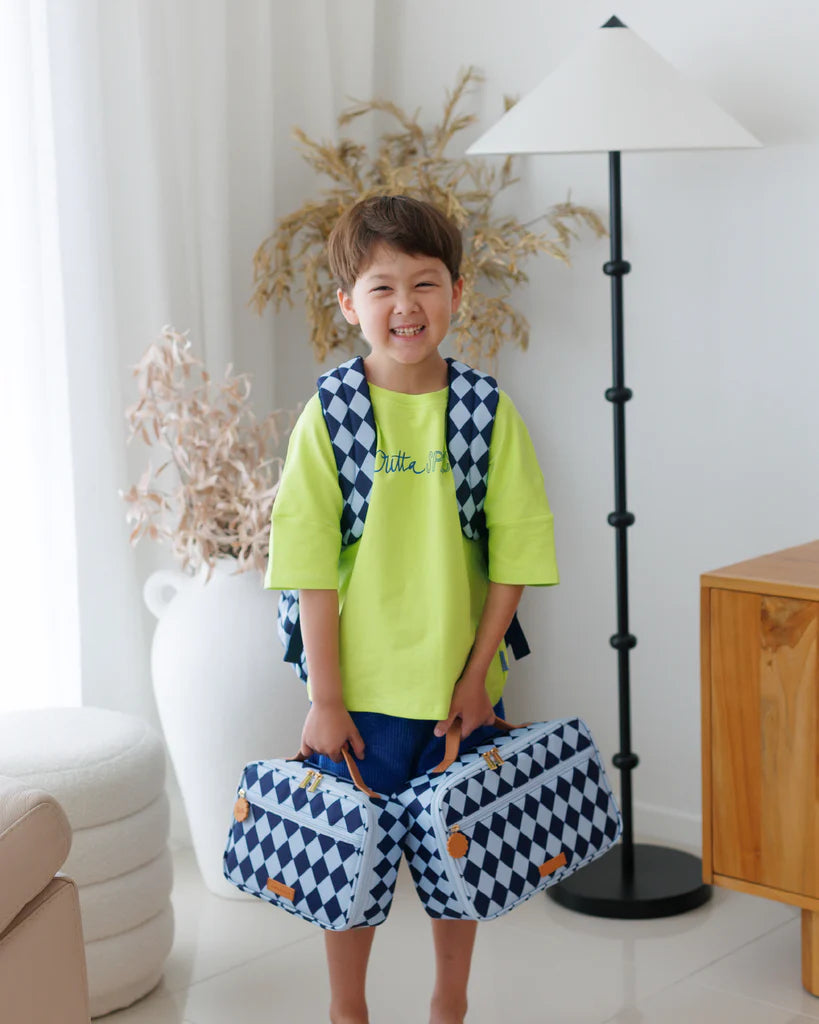 Fox & Fallow Navy Diamonds Lunch Bag- Mini