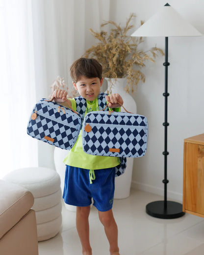 Fox & Fallow Navy Diamonds Lunchbag - Large