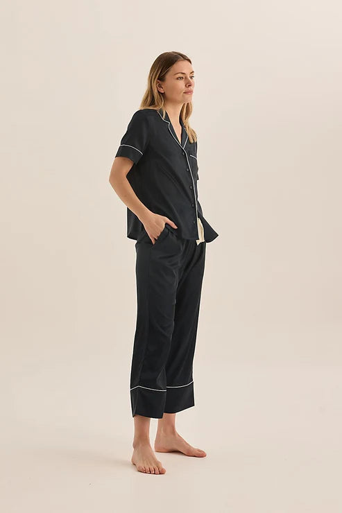 Floriana Satin Pyjama | Navy