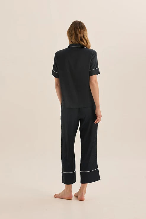 Floriana Satin Pyjama | Navy
