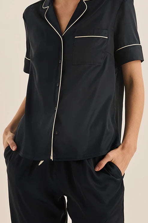 Floriana Satin Pyjama | Navy
