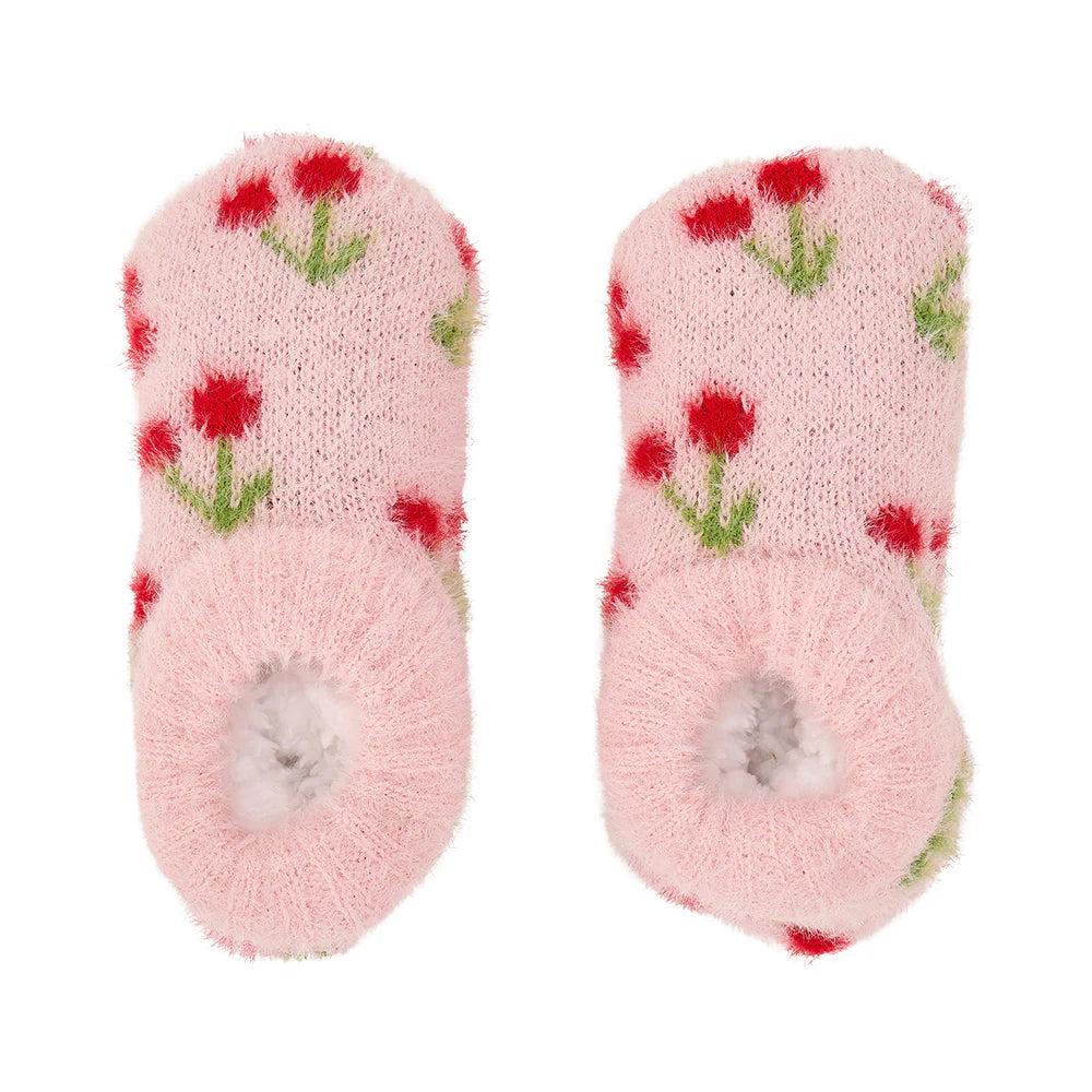 Kids Fuzzy Booties - Cherry