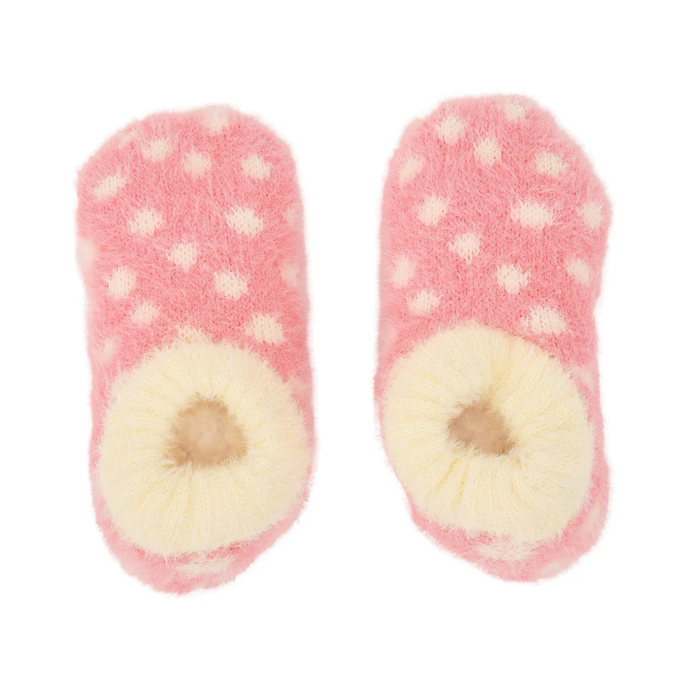 Kids Fuzzy Booties - Pink Spot