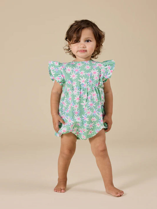 Goldie+Ace Daisy Patch Lani Romper - Moss