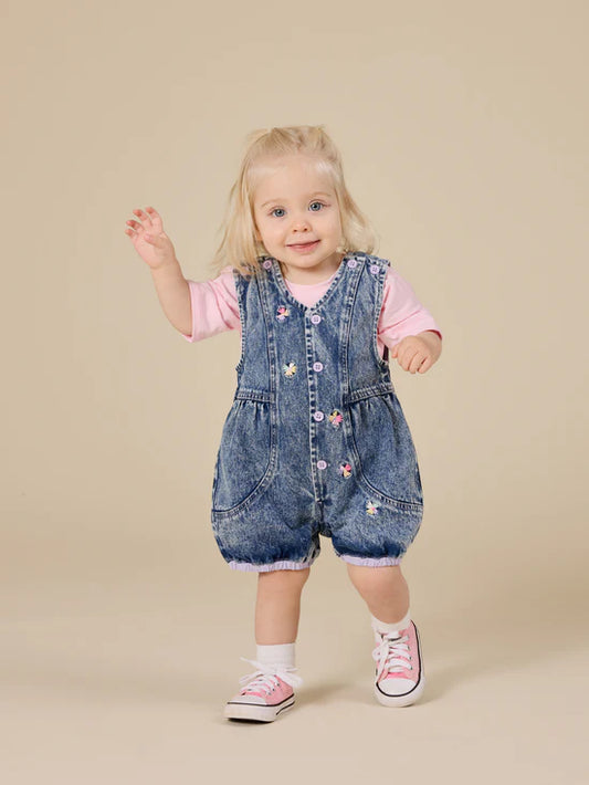 Goldie+Ace Nina Pastel Petals Denim Romper