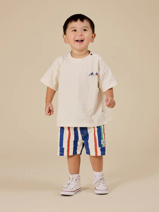 Goldie+Ace 90's Bold Stripe Noah Denim Pocket Shorts