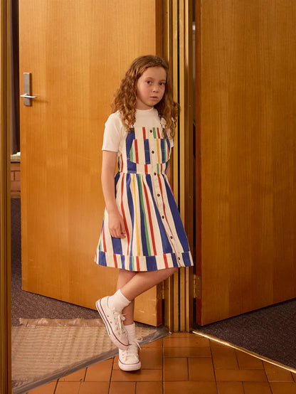 Goldie+Ace 90's Bold Stripe Heidi Denim Pinafore Dress