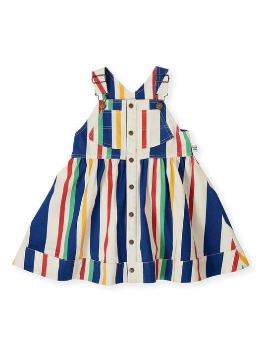 Goldie+Ace 90's Bold Stripe Heidi Denim Pinafore Dress