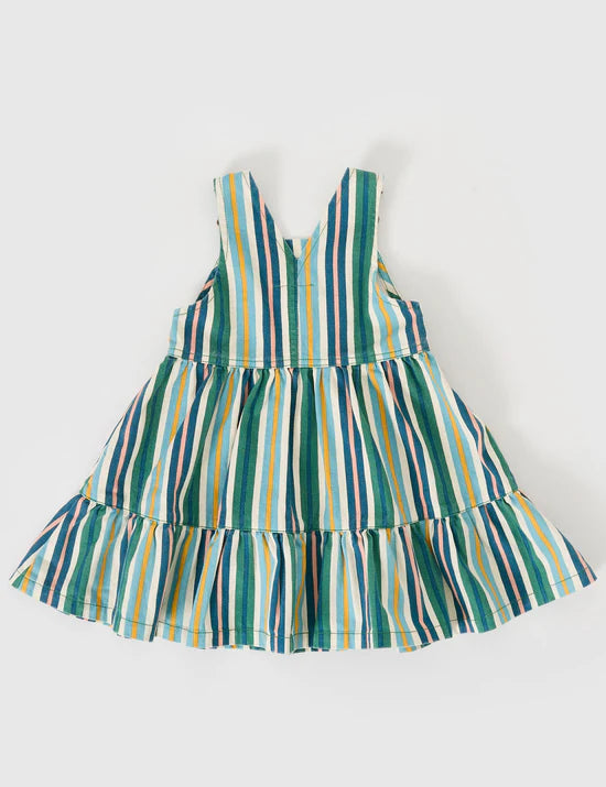Tully Tiered Pinafore Dress | Evergreen Stripe