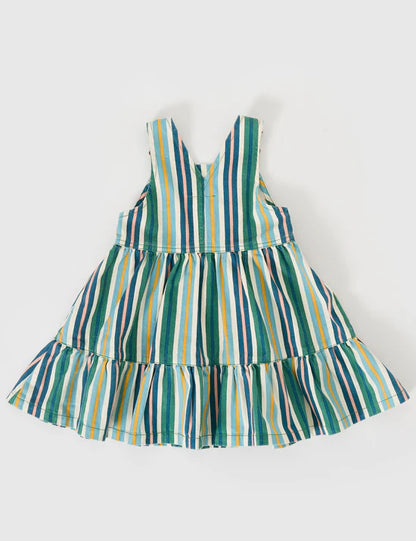 Tully Tiered Pinafore Dress | Evergreen Stripe