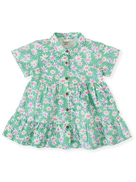 Goldie+Ace Daisy Patch Monica Dress - Moss Green