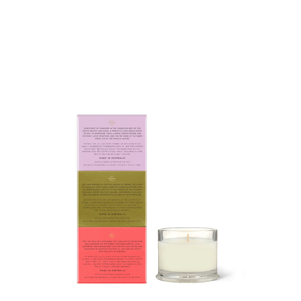 Glasshouse Candle Trio- 3 x 30g Soy Candles