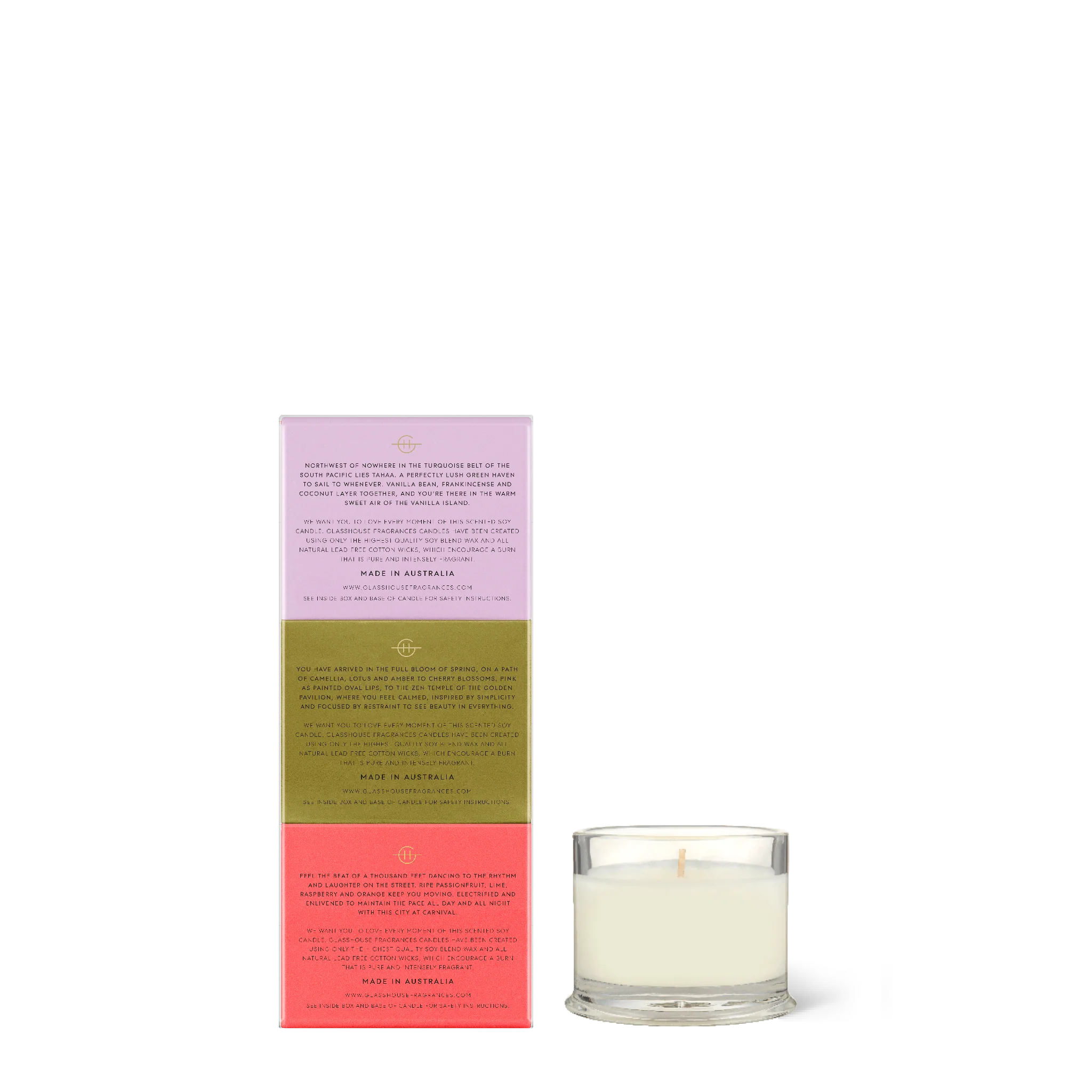 Glasshouse Candle Trio- 3 x 30g Soy Candles