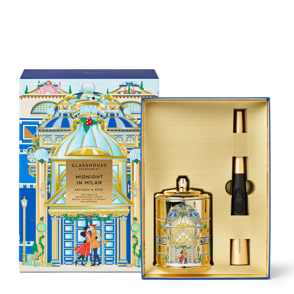 Glasshouse Midnight In Milan 380g Soy Candle & Arc Wand Lighter