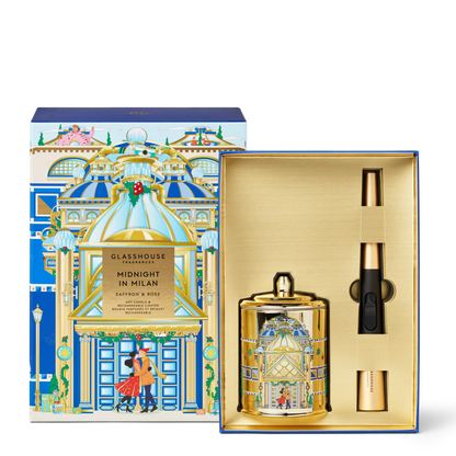 Glasshouse Midnight In Milan 380g Soy Candle & Arc Wand Lighter