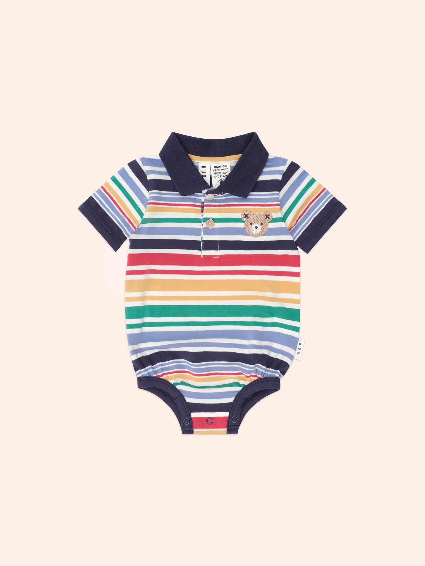 Huxbaby Rainbow Stripe Polo Romper